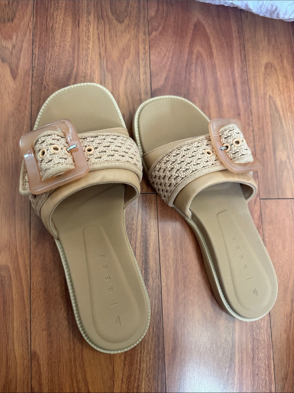 Reef Tan Braided Slide Sandals with Resin Buckle